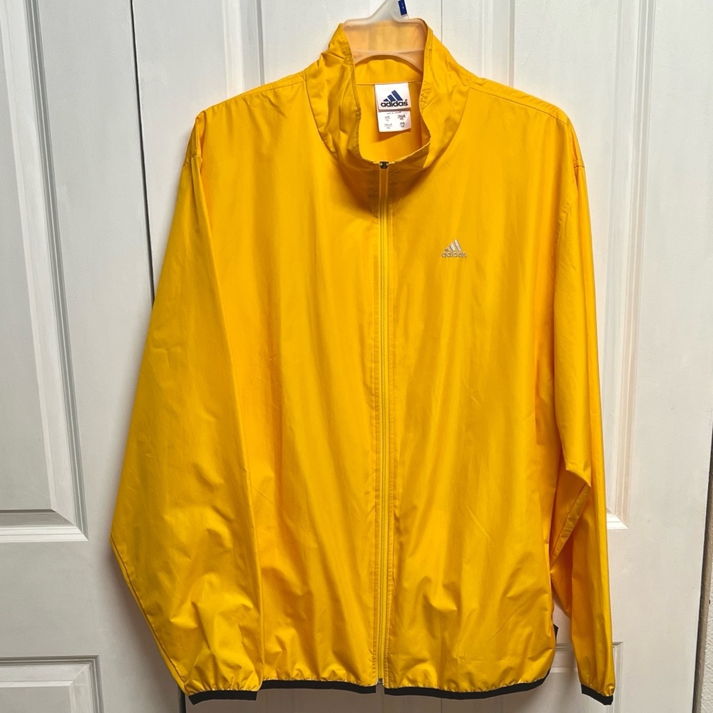 adidas Yellow Full-Zip Windbreaker Jacket Size XL
